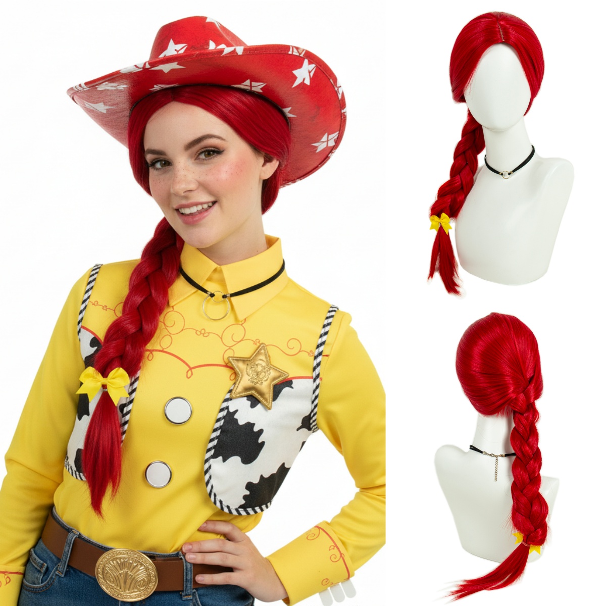 REEWES Jessie Cosplay Wig Red  - Cosplay Prop Bow recension och pris